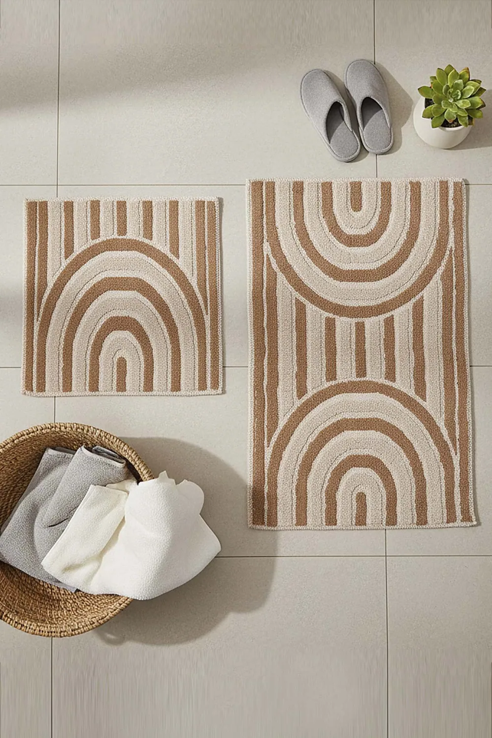 طقم دواسات حمّام من قطن بتصميم بوهيمي قطعتان 60×100 سم - صورة 3