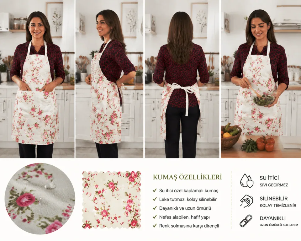 مريلة طباخ بجيوب - أخضر