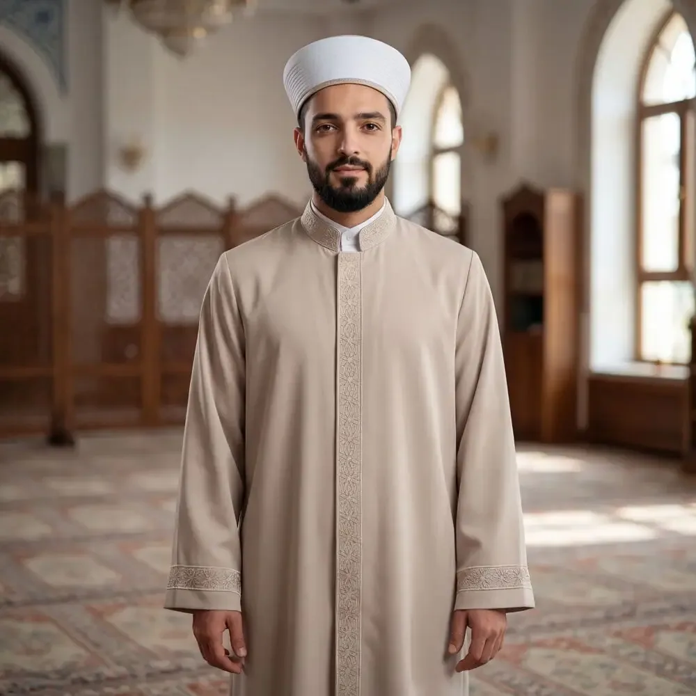جبة إمام بلون المنك بتطريز خاص