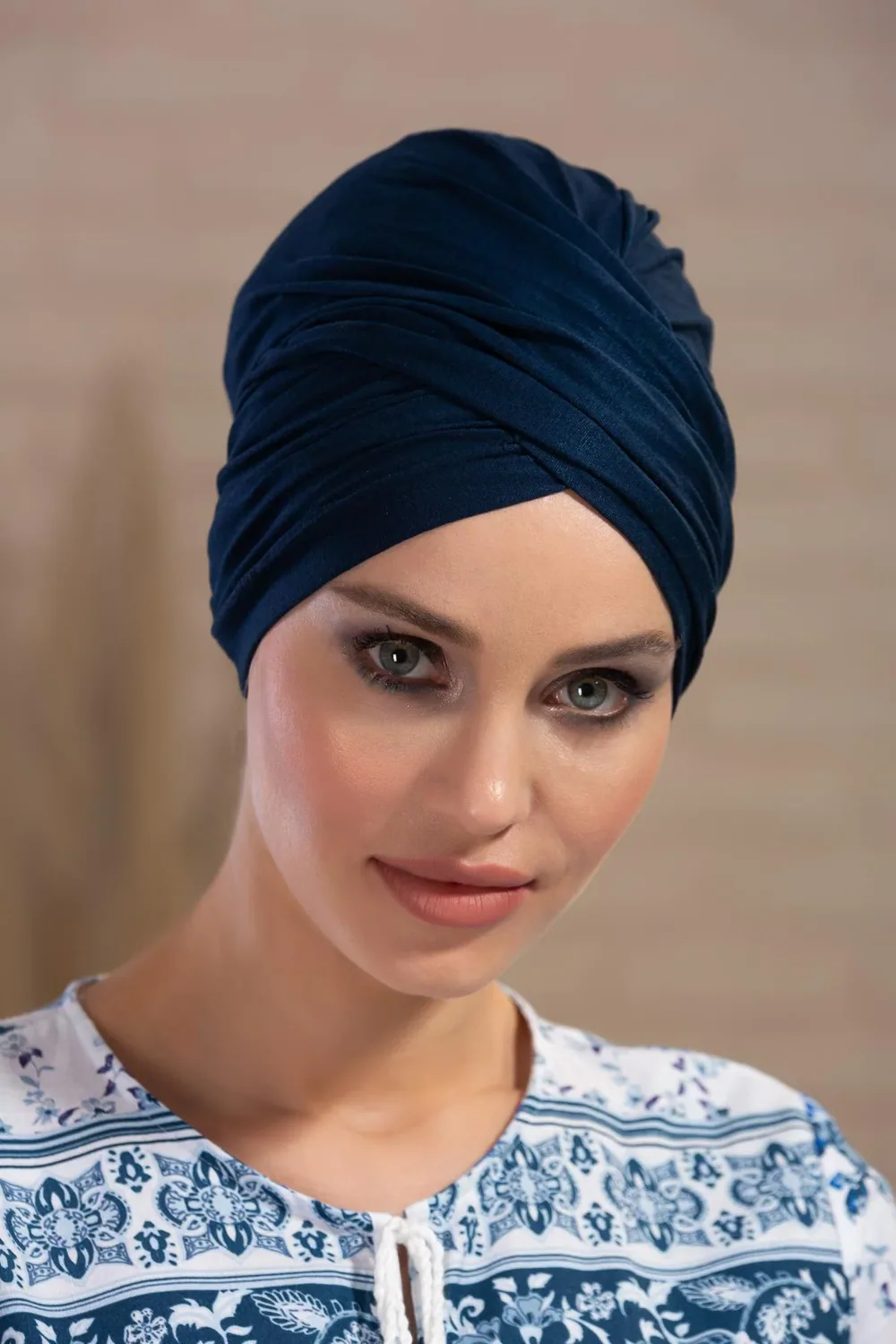 بونيه قطني عملي بثنيات كحلي - صورة 3