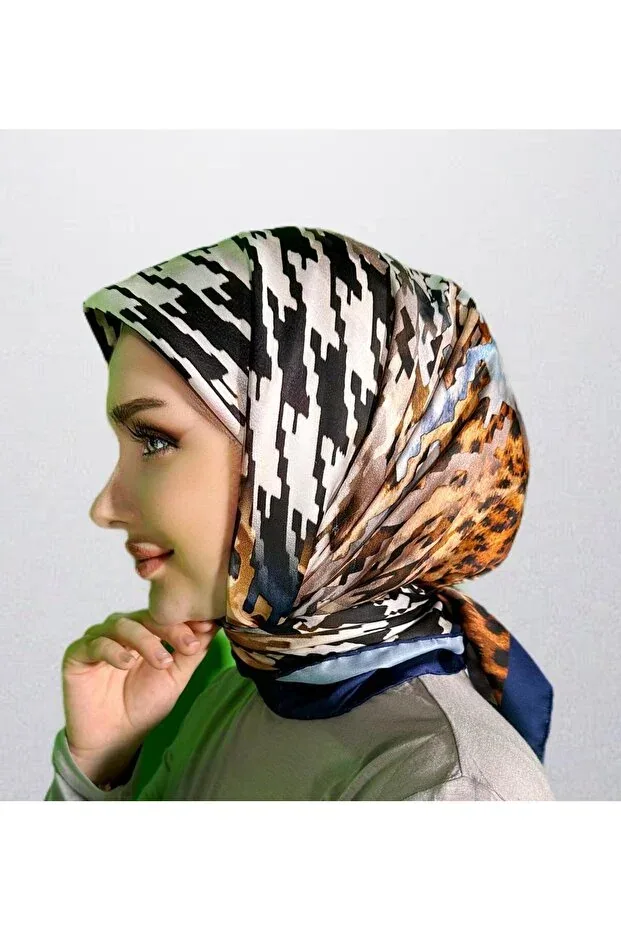 إيشارب جاهز مغناطيسي بنقش ذهبي وأسود - صورة 2