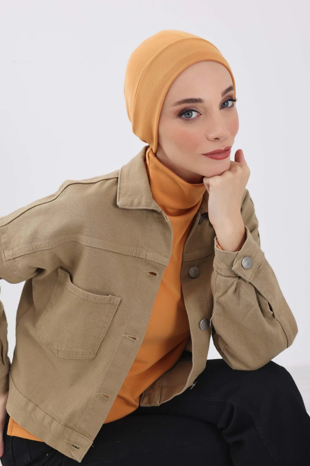 بونيه مضلع سهل اللبس خردلي