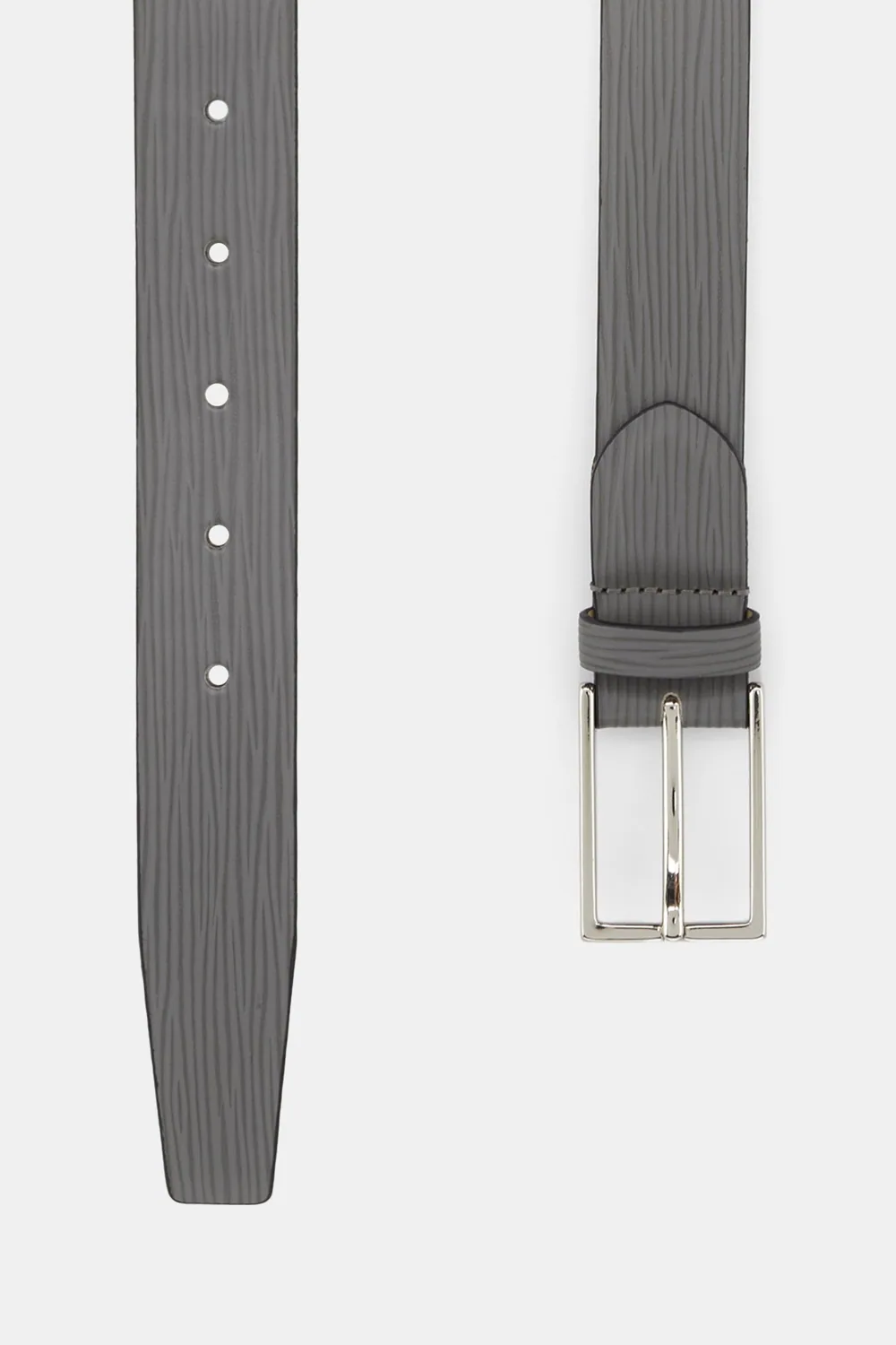 حزام جلد رمادي ببطانة بيج - صورة 2