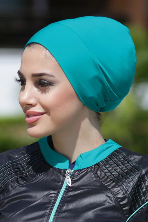 قبعة سباحة سادة بلون فيروزي - صورة 3