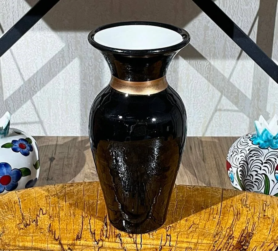 مزهرية إزنيك سوداء صغيرة 18 سم