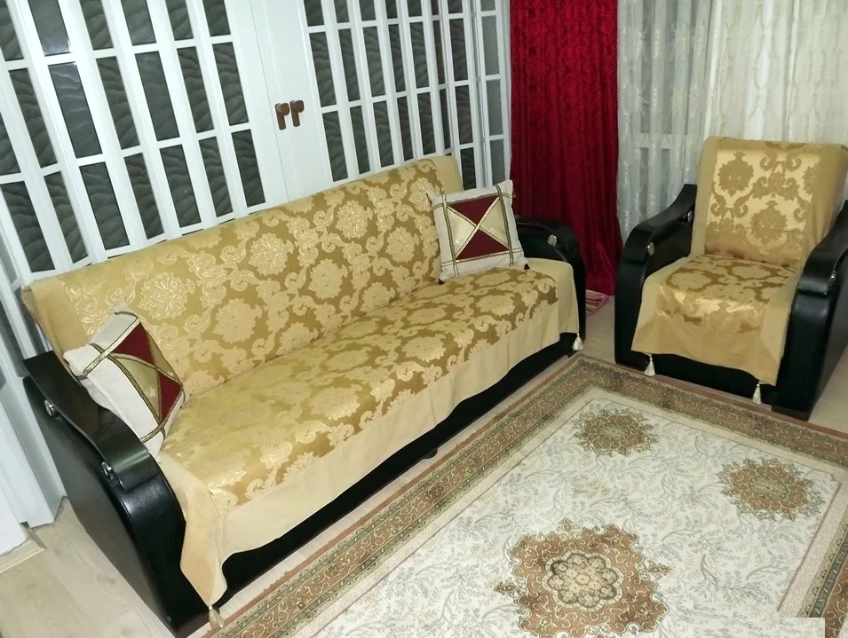 طقم أغطية أريكة 3+3+1+1 - ذهبي