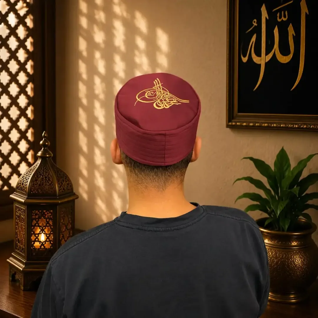 طاقية صلاة بتطريز الطغراء