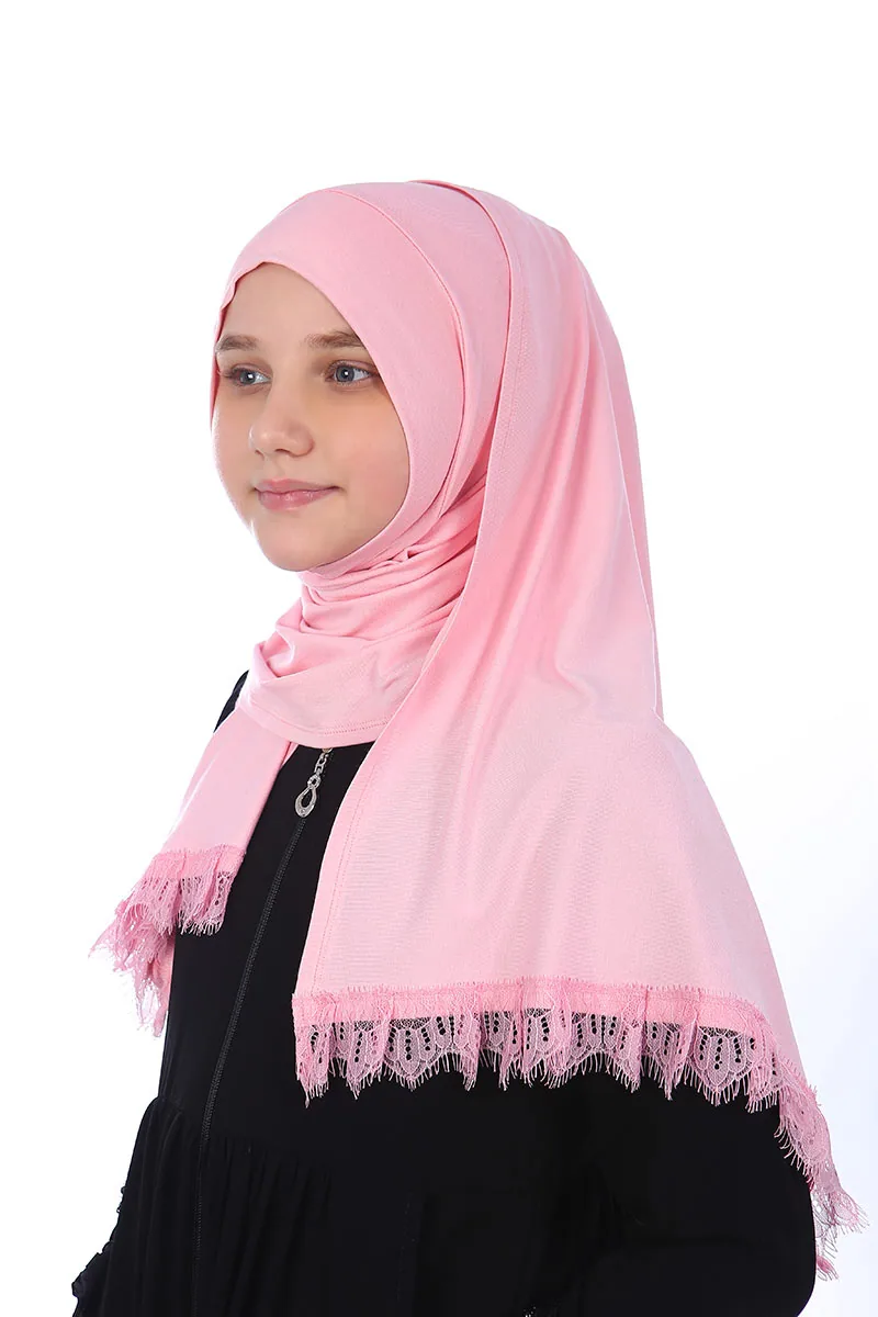 شال بنات عملي من القطن المحبوك بلون وردي حلوى