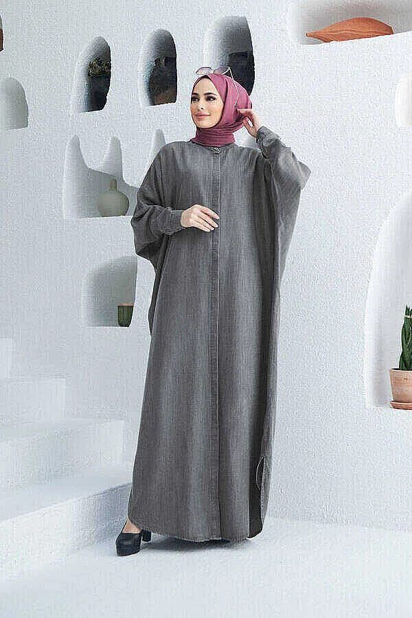 عباية دنيم تينسل بلون رمادي - صورة 6