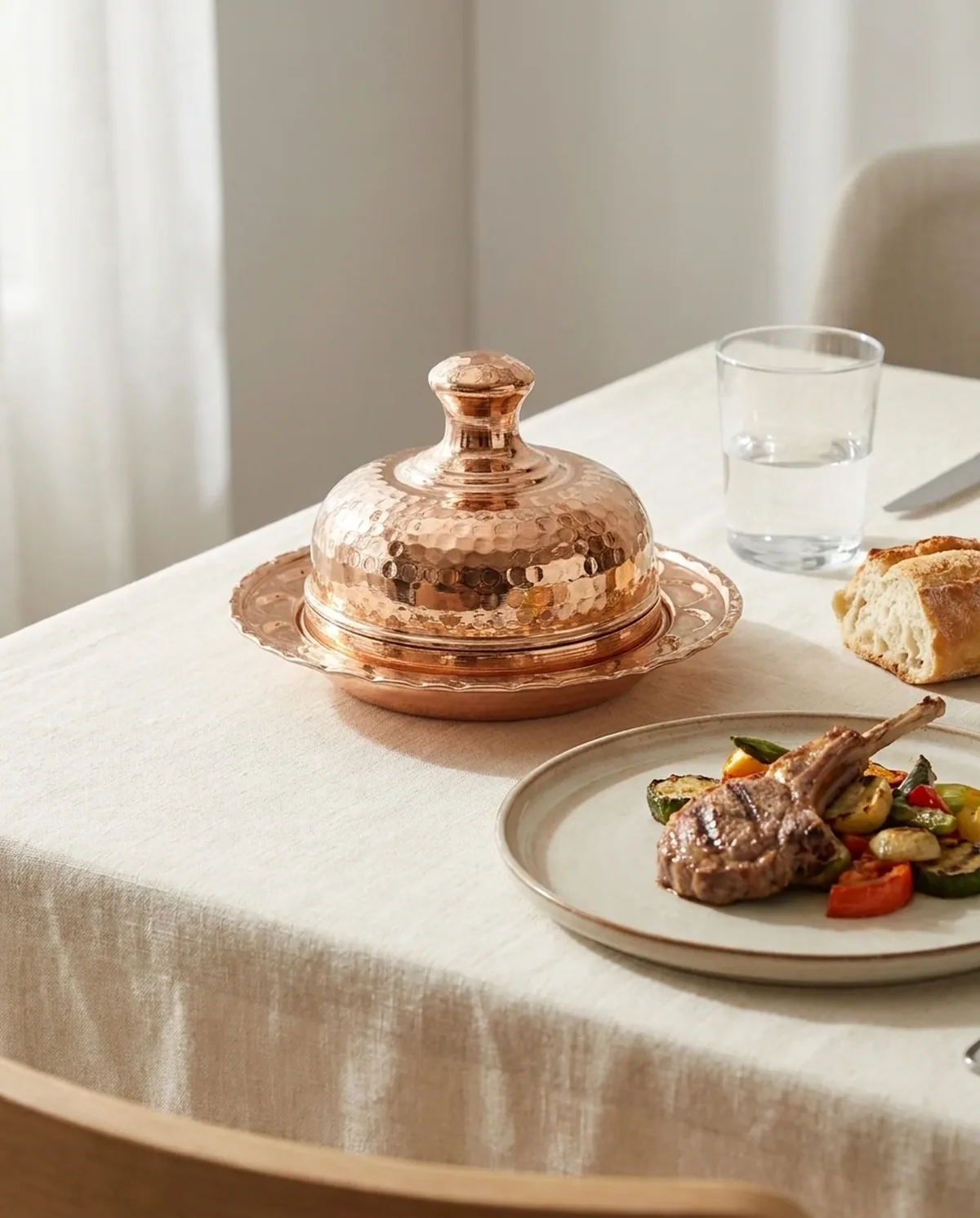 طقم 3 صحون طبخ نحاس مطروق بغطاء - صورة 2