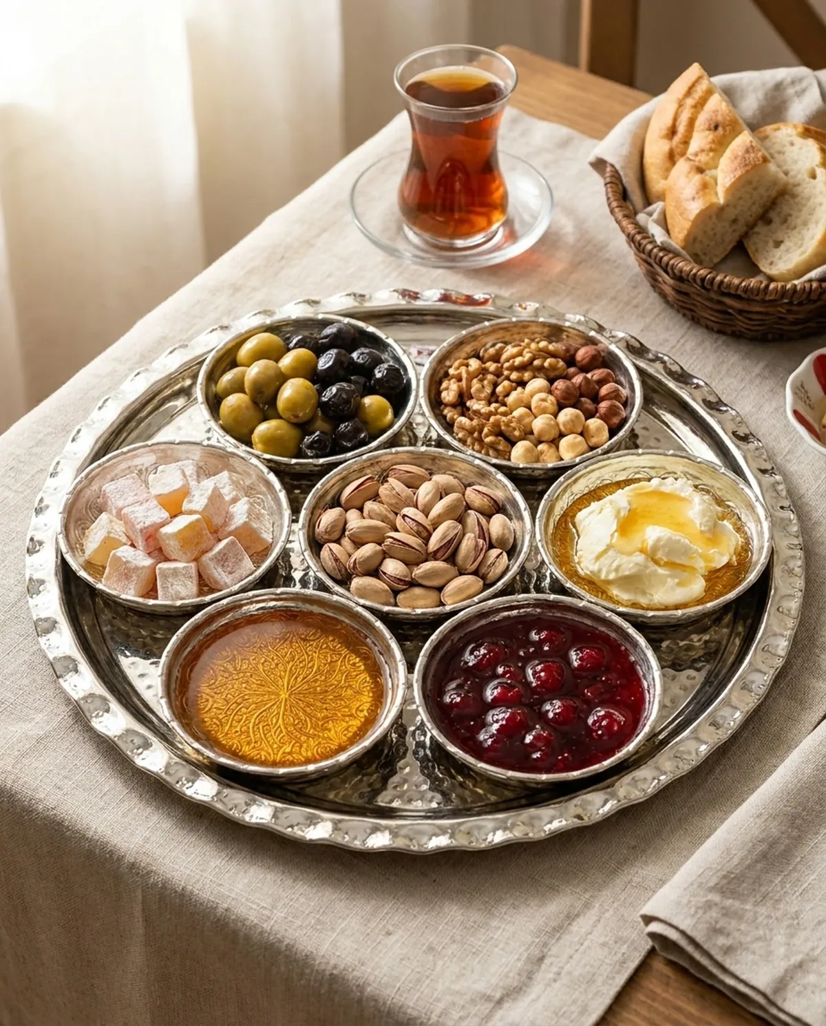 طقم فطور نحاس بنقوش يدوية 7 قطع - صورة 3