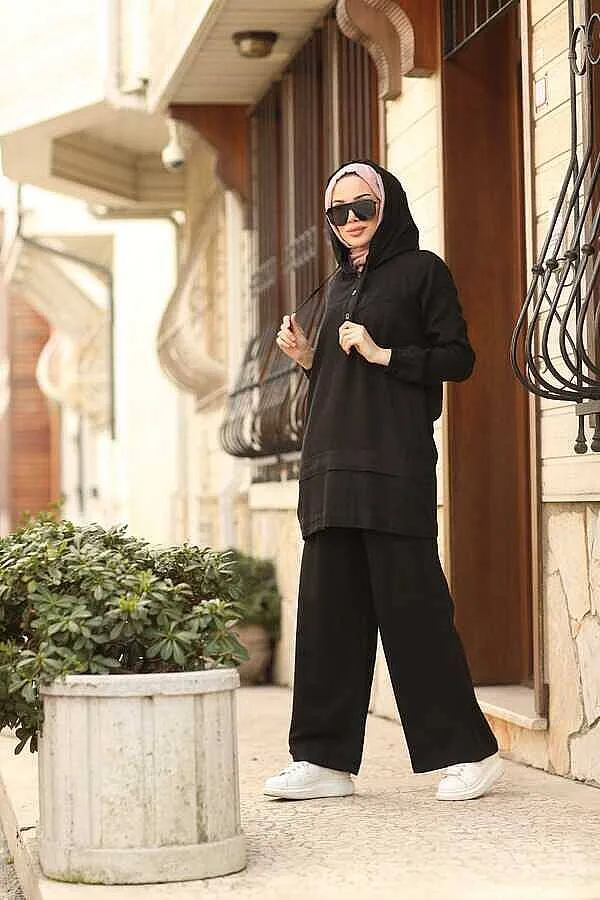 طقم دنيم تينسل قطعتين بلون أسود - صورة 3