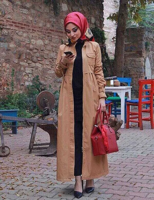 ترنش كوت بتجميعات عند الخصر بلون جملي - صورة 4