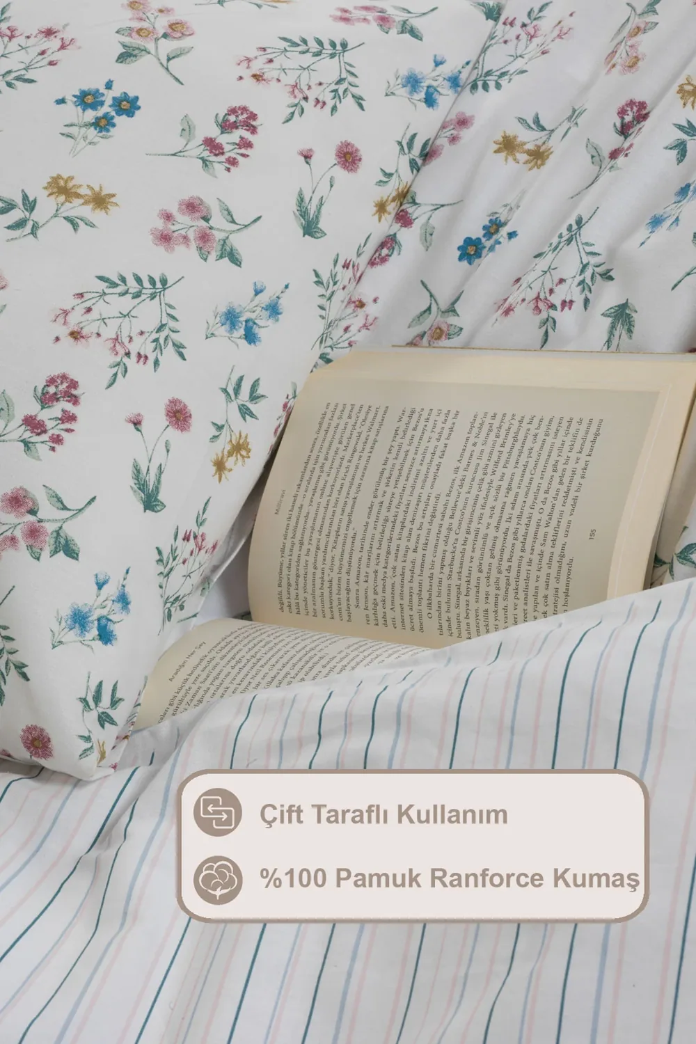 طقم غطاء لحاف مزدوج قطن 100% بشرشف مطاطي - أخضر - صورة 4