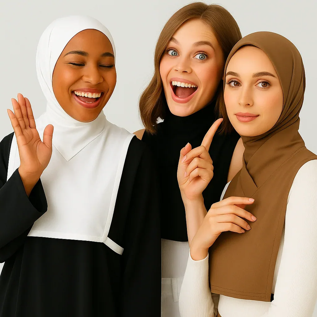 طقم أغطية رقبة قطنية ثلاث قطع أسود وأبيض وبني - صورة 3