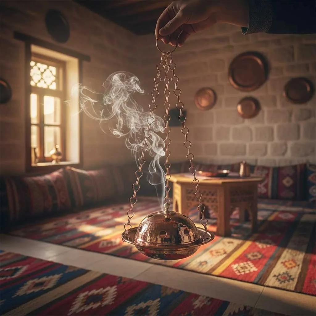 مبخرة نحاسية بشكل قدر
