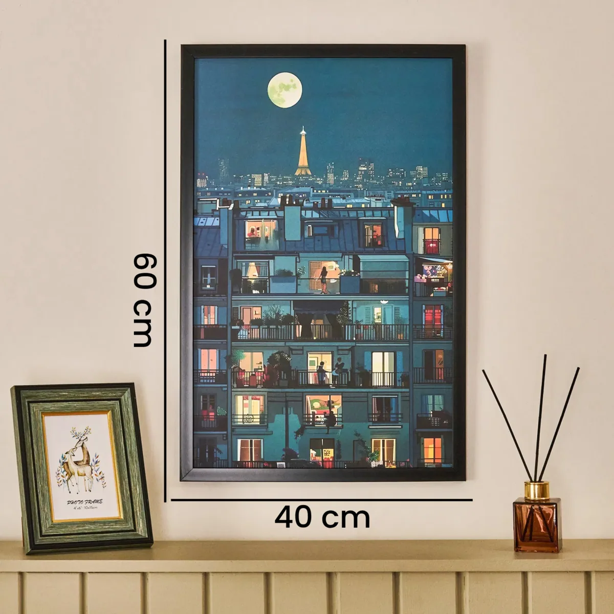 لوحة جدارية لمدينة ليلية تحت القمر 40×60 سم - صورة 3