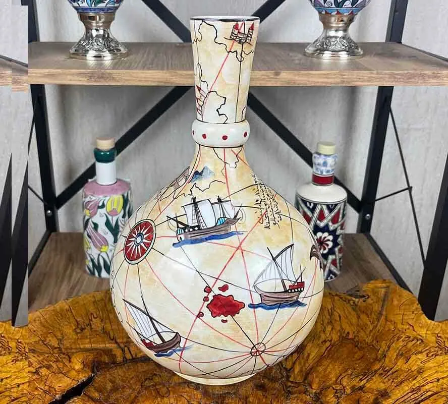 مزهرية إزنيك 30 سم بخريطة بيري ريس