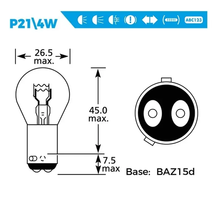 لمبات فرامل وإشارة BAZ15D 21/5 واط عبوة 2 - صورة 2