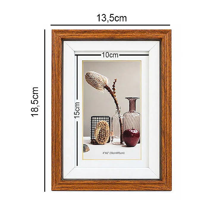 برواز صور خشبي بلون الجوز مع إطار ورقي 10×15 سم - صورة 4